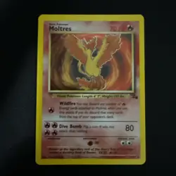 Pokemon 1999 Fossil Unlimited Moltres 12/62 Holo Rare MP - Image 1