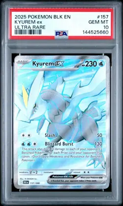 2025 POKEMON BLK EN-BLACK BOLT ULTRA RARE #157 KYUREM EX PSA 10 - Image 1