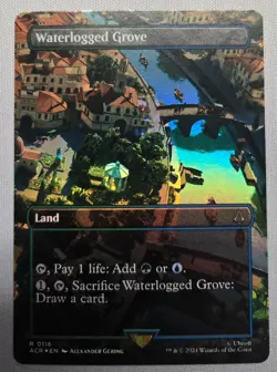 Waterlogged Grove - (Borderless) - (FOIL) - Assassin's Creed - MTG LP - Image 1