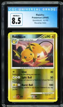 CGC 8.5 NM-MT+ 2008 Pokemon - Stormfront - Raichu - Reverse Holo #8 - Image 1