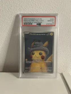 Pokemon #085 Pikachu Grey Felt Hat Van Gogh PSA 10 - Image 1
