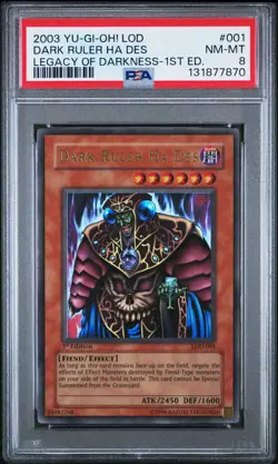 2003 Yu-Gi-Oh! Dark Ruler Ha Des Legacy of Darkness LOD 1st Edition Ultra PSA 8 - Image 1