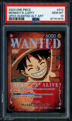 Monkey D Luffy - ST01-012 - PSA 10 - Alt Art - Wanted - One Piece - 519 - Image 1