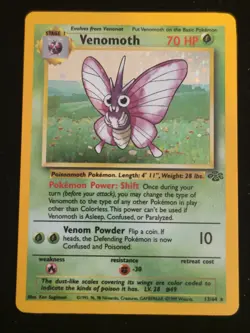 Venomoth 13/64 Jungle Holo Pokemon Card - LP - Image 1