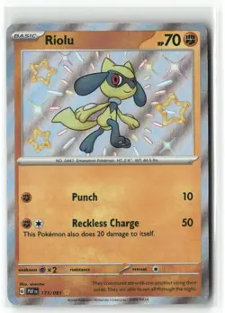 Pokemon TCG Scarlet & Violet Paldean Fates Riolu #173/091 Shiny Rare - Image 1