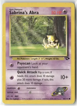 Pokemon Sabrina's Abra (94) 094/132 Unlimited Gym Challenge Common - Image 1