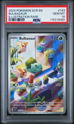 Pokemon TCG Bulbasaur Stellar Crown Illustration Rare Card 143/142 PSA 10 Gem - Image 1