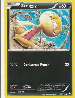 Scraggy 66/111 Pokemon Card XY Furious Fists 2014 - Image 1