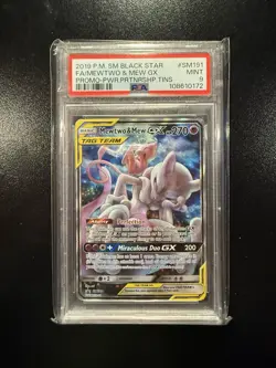 Pokemon TCG Mewtwo & Mew GX SM191 Sm Holo PSA 9 - Image 1