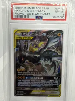 Pikachu Zekrom GX Tag Team #SM168 Black Star Promo, PSA 8 - Image 1