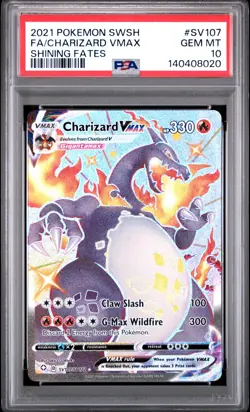 2021 POKEMON SWORD & SHIELD SHINING FATES #SV107 FULL ART/CHARIZARD VMAX PSA 10 - Image 1
