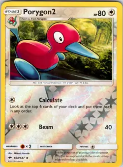 Porygon2 104/147 SM - Burning Shadows Pokemon NM/LP Reverse Holo - Image 1