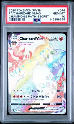 PSA 10 GEM MINT Pokemon Charizard VMAX Champion’s Path Secret Rare 074/073 - Image 1
