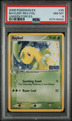 Bayleef - 35/115 - Reverse Holo Pokemon EX Unseen Forces PSA 8 - Image 1