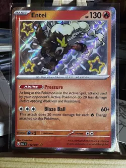 Entei - 112/091 - Shiny Rare NM, English Pokemon Paldean Fates - Image 1