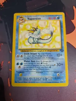 Vaporeon 28/64 Jungle Non Holo Rare Pokemon TCG WOTC 1999 Vintage DMG - Image 1
