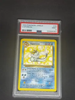 PSA 9 VAPOREON 28/64 Non-Holo Rare Jungle Set - Pokemon Card WOTC 1999 - Image 1