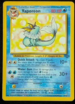 Vaporeon 28/64 Non Holo Rare Jungle WOTC 1999 Pokemon Card TCG Vintage - Image 1