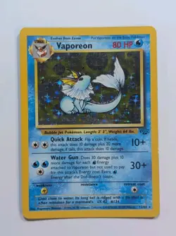 Pokemon TCG Vaporeon Holo Rare Card 12/64 WOTC 1999 Jungle - Image 1