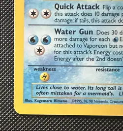 Vaporeon 12/64 Jungle Holo Rare WOTC 1999 Vintage Pokemon Card - NM - Image 5