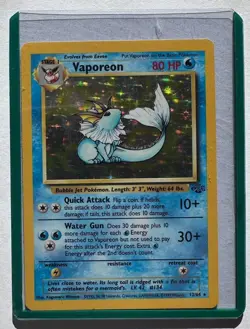 Pokemon TCG Vaporeon 12/64 Jungle Set Holo Rare 1999 WOTC Vintage Eevee - Image 1
