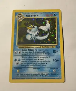 Pokemon TCG Vaporeon Holo Rare Card 12/64 WOTC 1999 Jungle - Image 1