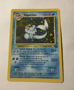 Pokemon TCG Vaporeon Holo Rare Card 12/64 WOTC 1999 Jungle - Image 3
