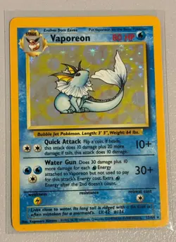 Vaporeon 12/64 No Symbol Rare Holo Jungle TCG 1999 Pokemon Card - Image 1