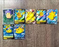 Pokemon S-Chinese Pikachu Set of 7 Card Pikachu Fan Collection Holo Full Art NM - Image 1