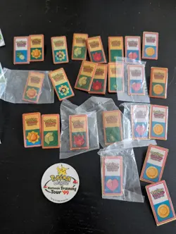 Pokemon BADGES (24) League some Sealed Vintage Rare Wizards 1999/2000 - Image 1
