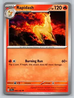 Rapidash 020/142 Pokemon TCG Stellar Crown Fire Stage 1 Burning Run Fire Horse - Image 1