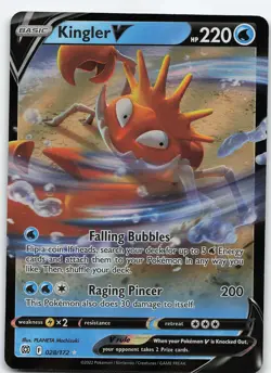 Kingler V 028/172 Ultra Rare Holo SWSH09: Brilliant Stars NM Pokemon - Image 1