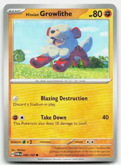 Pokemon Hisuian Growlithe - Common SV06: Twilight Masquerade 099/167 LP - Image 1
