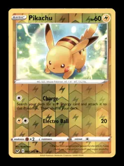 PIKACHU 065/202 C SWORD & SHIELD POKEMON REVERSE HOLO LP - Image 1