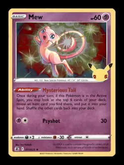 MEW 011/025 HOLO R CELEBRATIONS POKEMON NM/M - Image 1