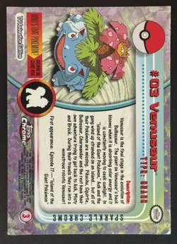 Venusaur #3 Pokemon Holo Rare 2000 Topps Chrome Sparkle - Image 3