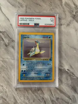 Pokemon TCG Lapras Fossil 10/62 Holo Unlimited Holo Rare PSA 7 - Image 1
