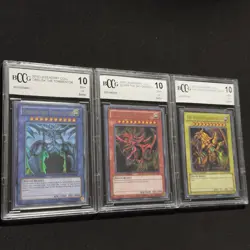 Set of 3 God Cards Obelisk Slifer Ra LC01 EN001 EN002 EN003 2010 Yugioh PSA 10 - Image 5