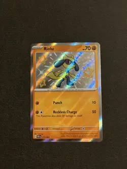 Pokemon TCG Riolu 173/091 Scarlet & Violet Paldean Fates Holo Shiny Rare NM - Image 1