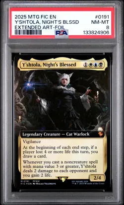 2025 MTG FINAL FANTASY COMMANDER #0191 Y'SHTOLA, NIGHT'S BLESSED PSA 8 - Image 1