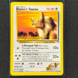 Blaine's Tauros - 64/132 - Common - Gym Heroes - Pokemon Card - HP - Image 1
