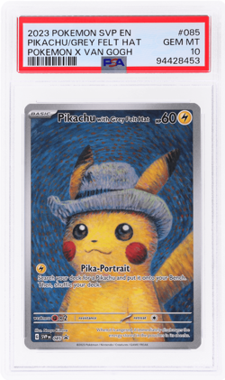 2023 Pokemon Promo Pikachu With Grey Felt Hat Pokemon X Van Gogh #085 PSA 10 - Image 1