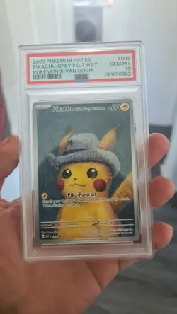 PSA 10 PIKACHU with Grey Felt Hat 085 | Van Gogh Promo Full Art Pokemon Card - Image 1