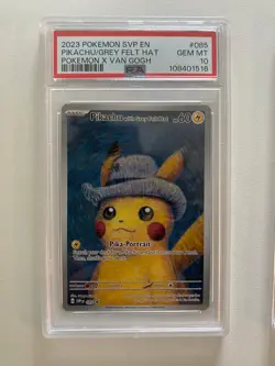 PSA 10 PIKACHU VAN GOGH GREY FELT HAT SVP 085 BLACK STAR PROMO POKEMON TCG - Image 1