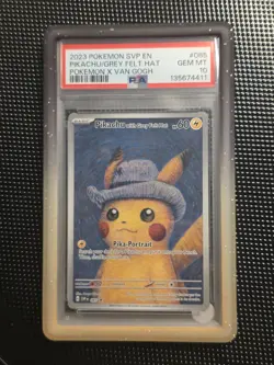 Pokemon PSA 10 GEM MINT Pikachu Grey Felt Hat – Van Gogh Promo SVP 085 - Image 4