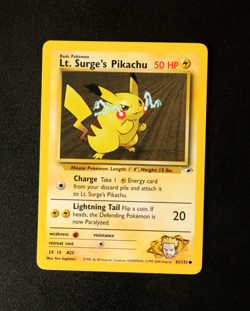 Pokemon Card TCG - Lt. Surge's Pikachu 81/132 - Gym Heroes - Common - LP ⭐ - Image 1
