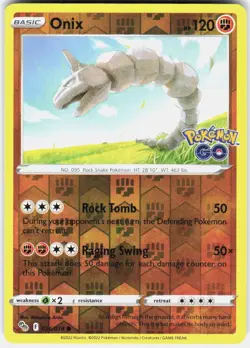 Onix Common Pokemon GO 036/078 NM Reverse Holofoil - Image 1