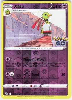 Xatu Uncommon Pokemon GO 033/078 NM Reverse Holofoil - Image 1
