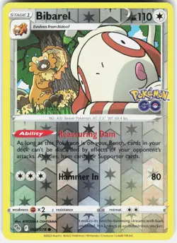 Bibarel Common Pokemon GO 060/078 NM Reverse Holofoil - Image 1