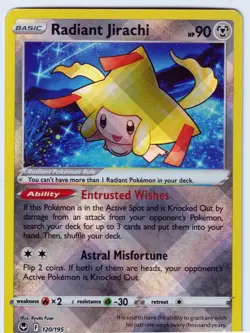 Radiant Jirachi Radiant Rare SWSH12: Silver Tempest 120/195 NM Pokemon TCG - Image 1